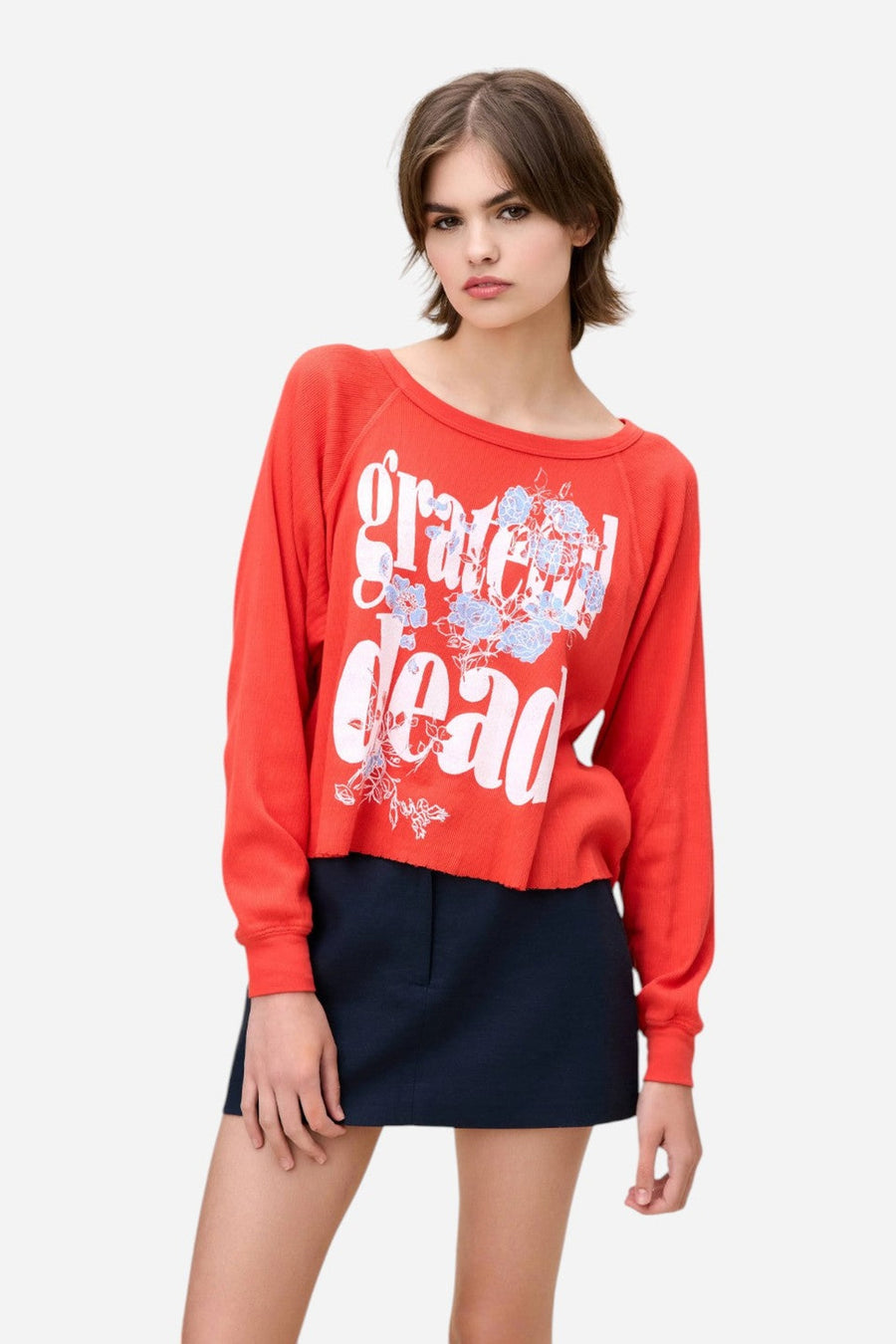 Daydreamer LA Grateful Dead Blooming Flowers Raglan Pointelle Long Sleeve – side view