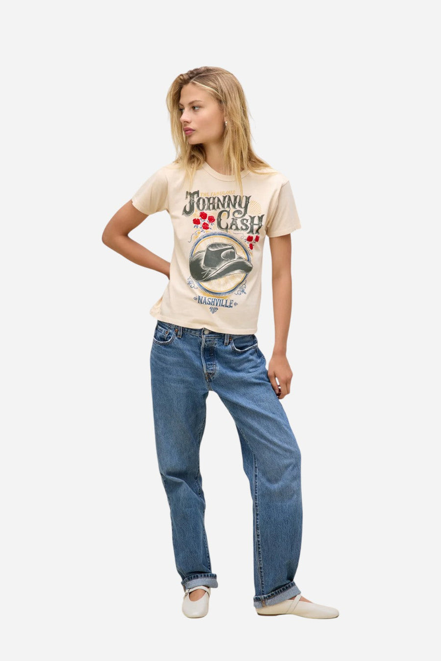 Daydreamer LA Johnny Cash The Fabulous Ringer Tee – side view