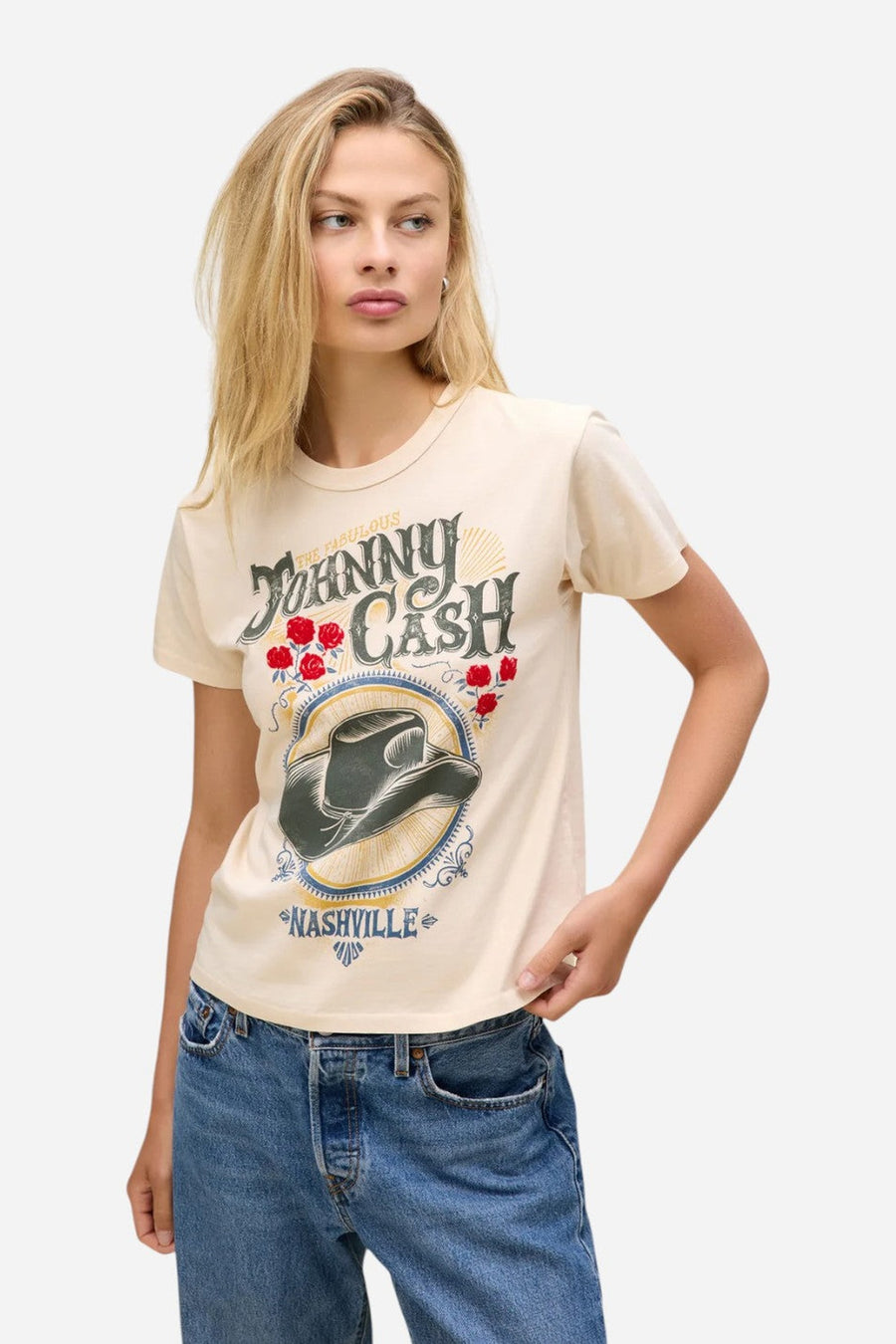 Daydreamer LA Johnny Cash The Fabulous Ringer Tee – side view