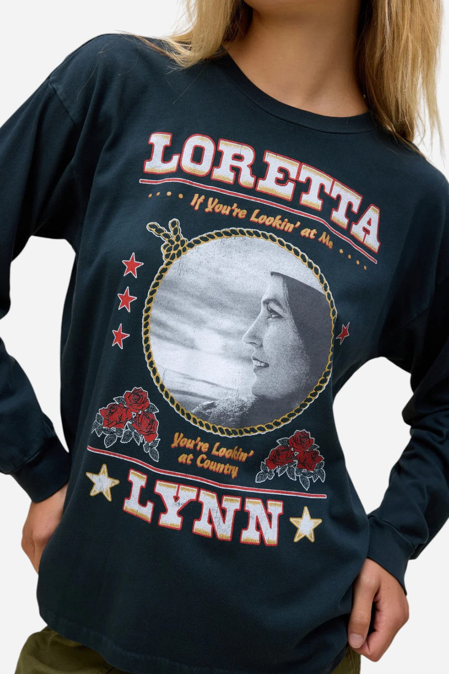 Daydreamer LA Loretta Lynn Lookin' At Country Relaxed Long Sleeve – back view
