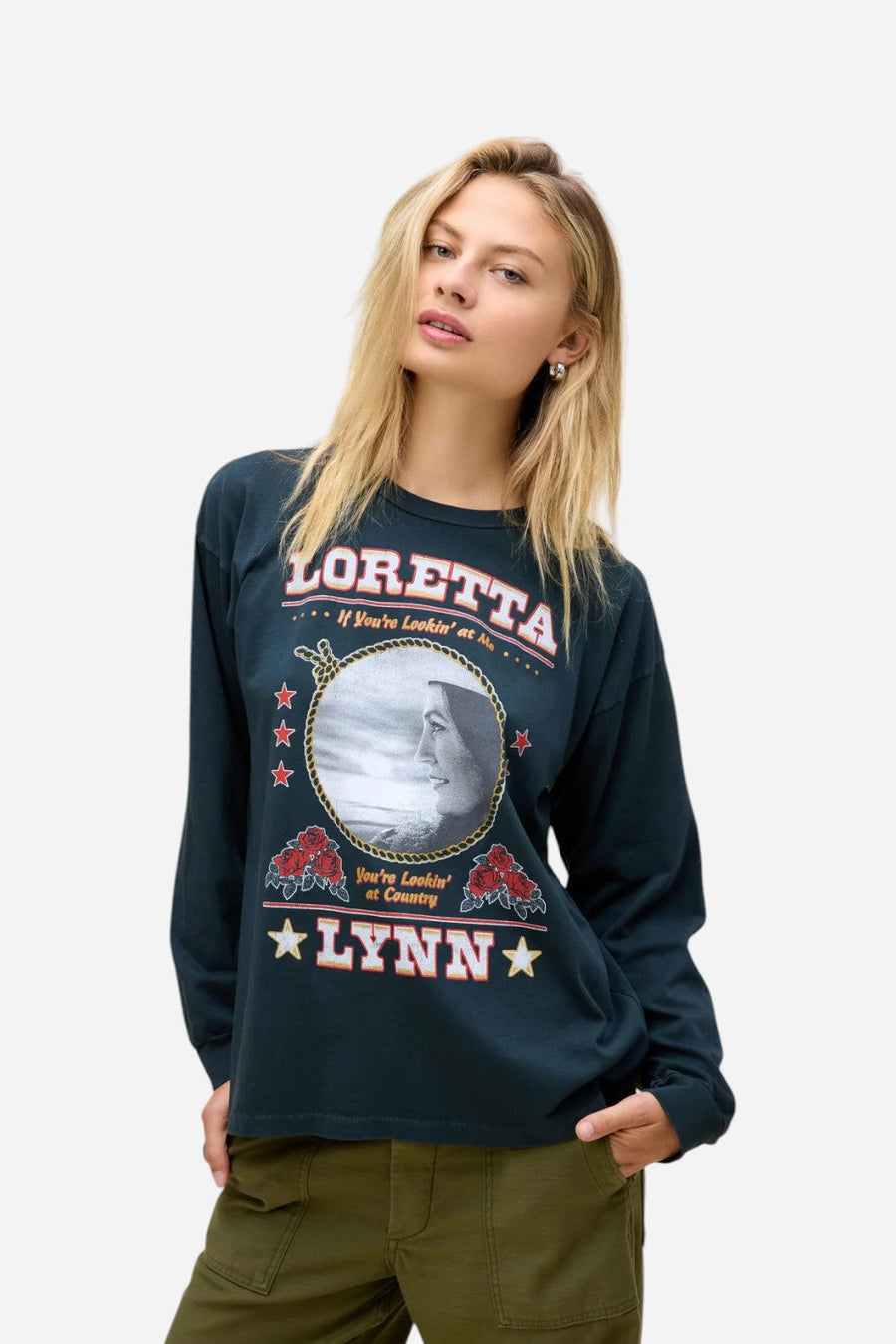 Daydreamer LA Loretta Lynn Lookin' At Country Relaxed Long Sleeve – front view