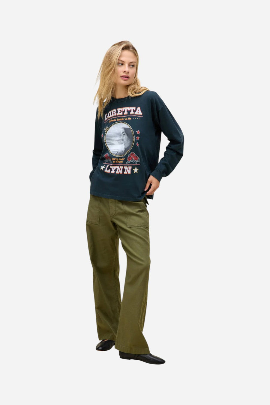 Daydreamer LA Loretta Lynn Lookin' At Country Relaxed Long Sleeve – side view