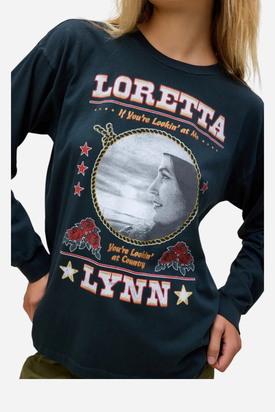 Daydreamer LA Loretta Lynn Lookin' At Country Relaxed Long Sleeve – side view
