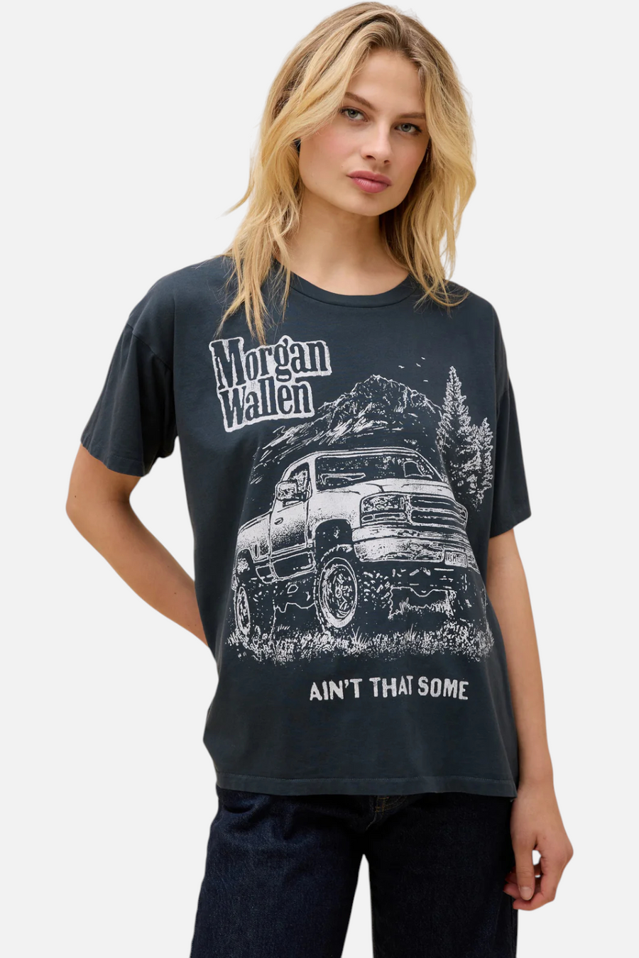 Daydreamer LA Morgan Wallen Ain't That Some Merch Tee in Vintage Black – front view