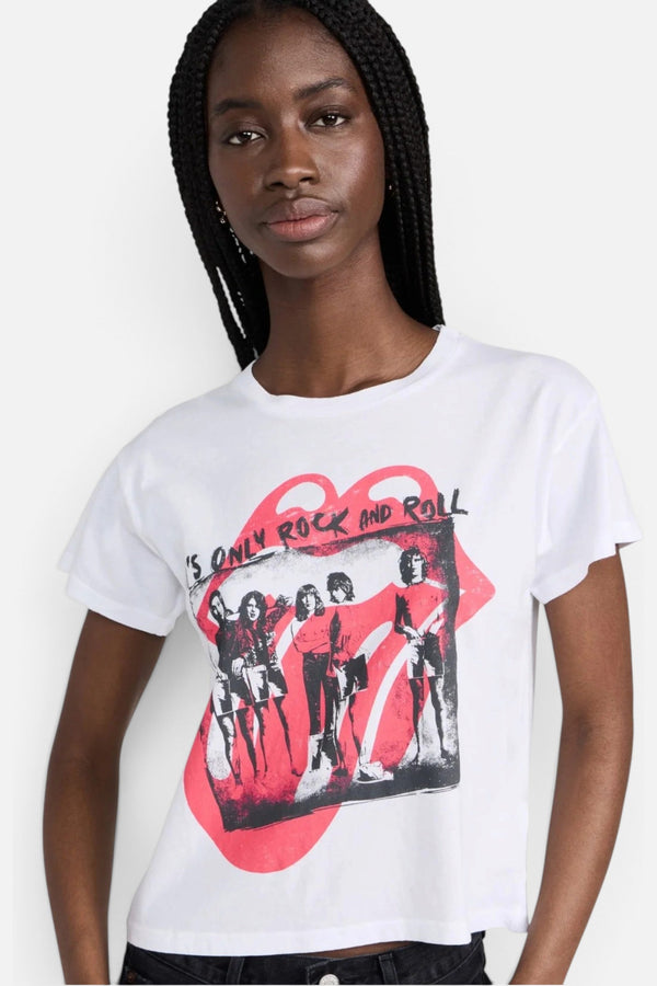 Daydreamer LA Rolling Stones It's Only Rock N Roll Solo Tee in Bleach White