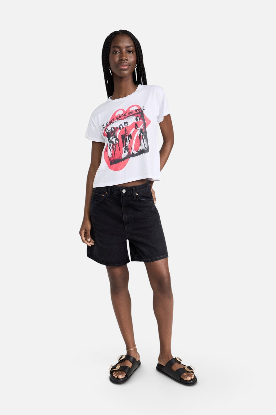 Daydreamer LA Rolling Stones It's Only Rock N Roll Solo Tee in Bleach White – side view