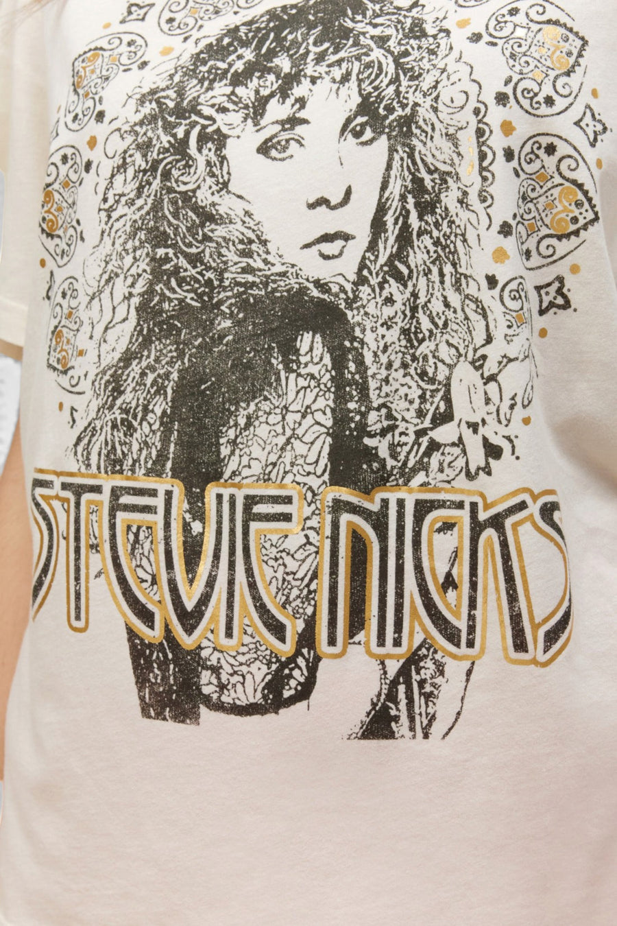 Daydreamer LA Stevie Nicks Metallic Boyfriend Tee in Stone – back view
