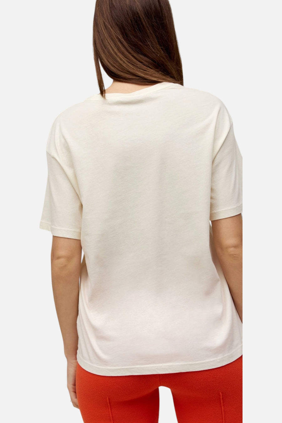 Daydreamer LA Stevie Nicks Metallic Boyfriend Tee in Stone – back view