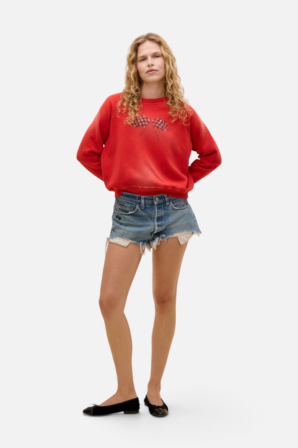 Daydreamer Ready Set Go Shrunken Raglan Sweatshirt in Red