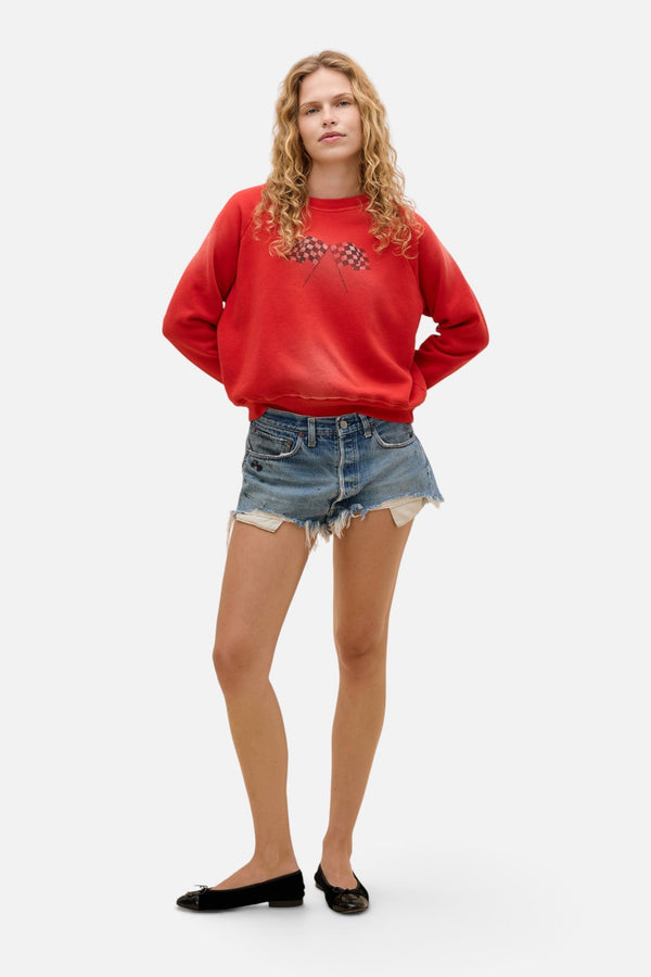 Daydreamer Ready Set Go Shrunken Raglan Sweatshirt in Red