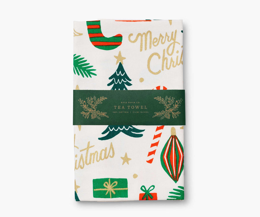 Deck The Halls Tea Towel – side view