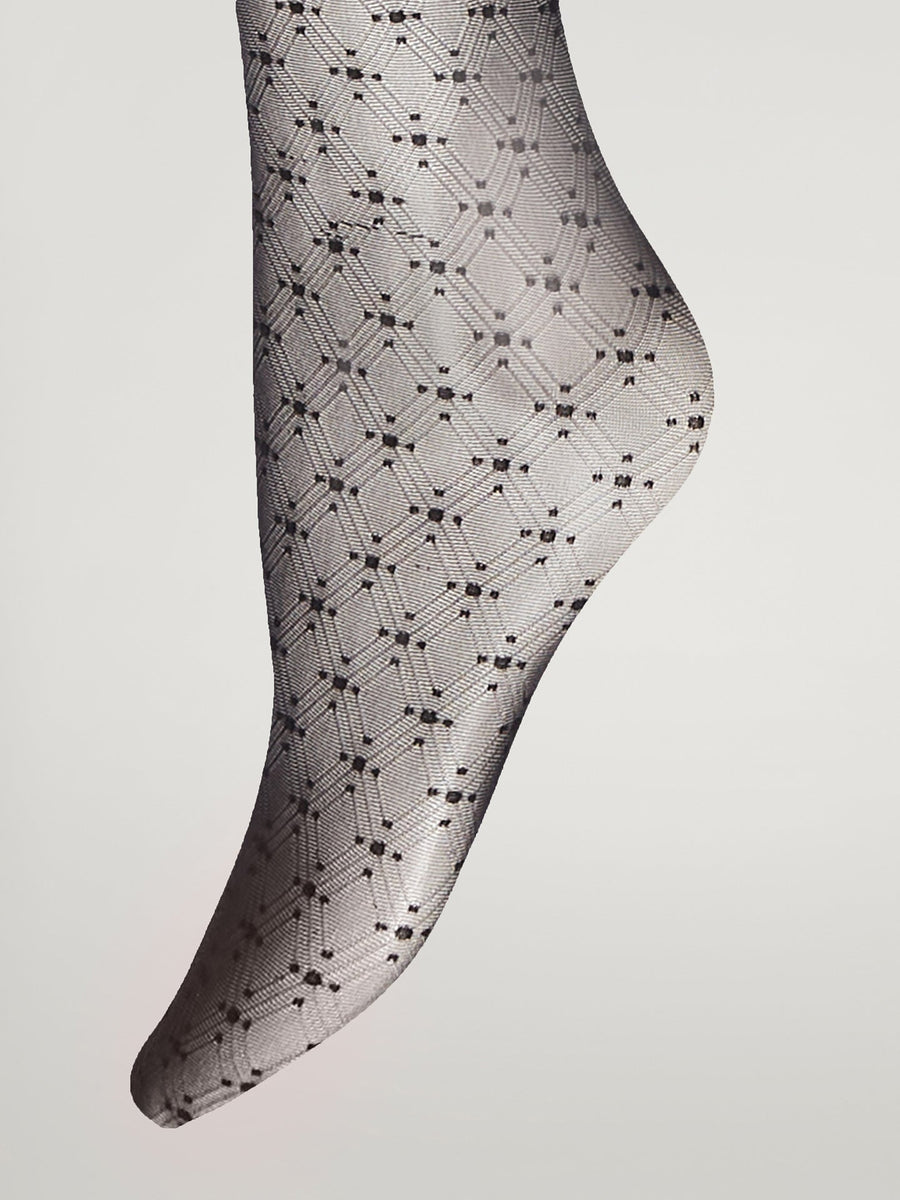 Diamond Net Tights in Black – flat lay