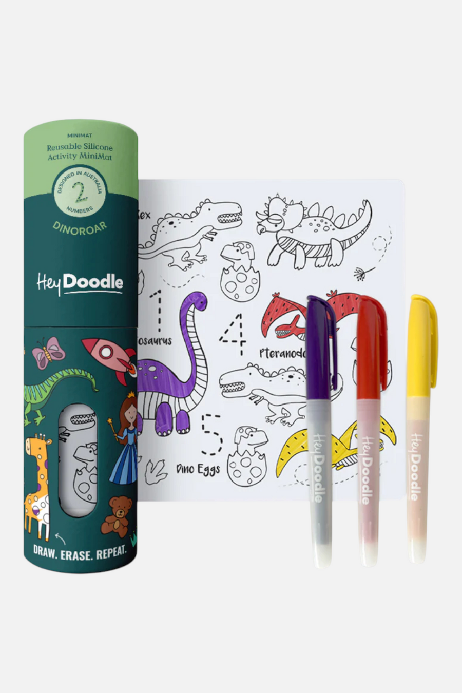 DinoRoar Mini Coloring & Doodle Mat – front view