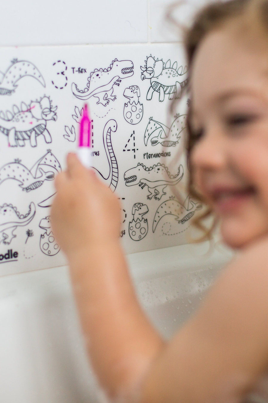 DinoRoar Mini Coloring & Doodle Mat – on model