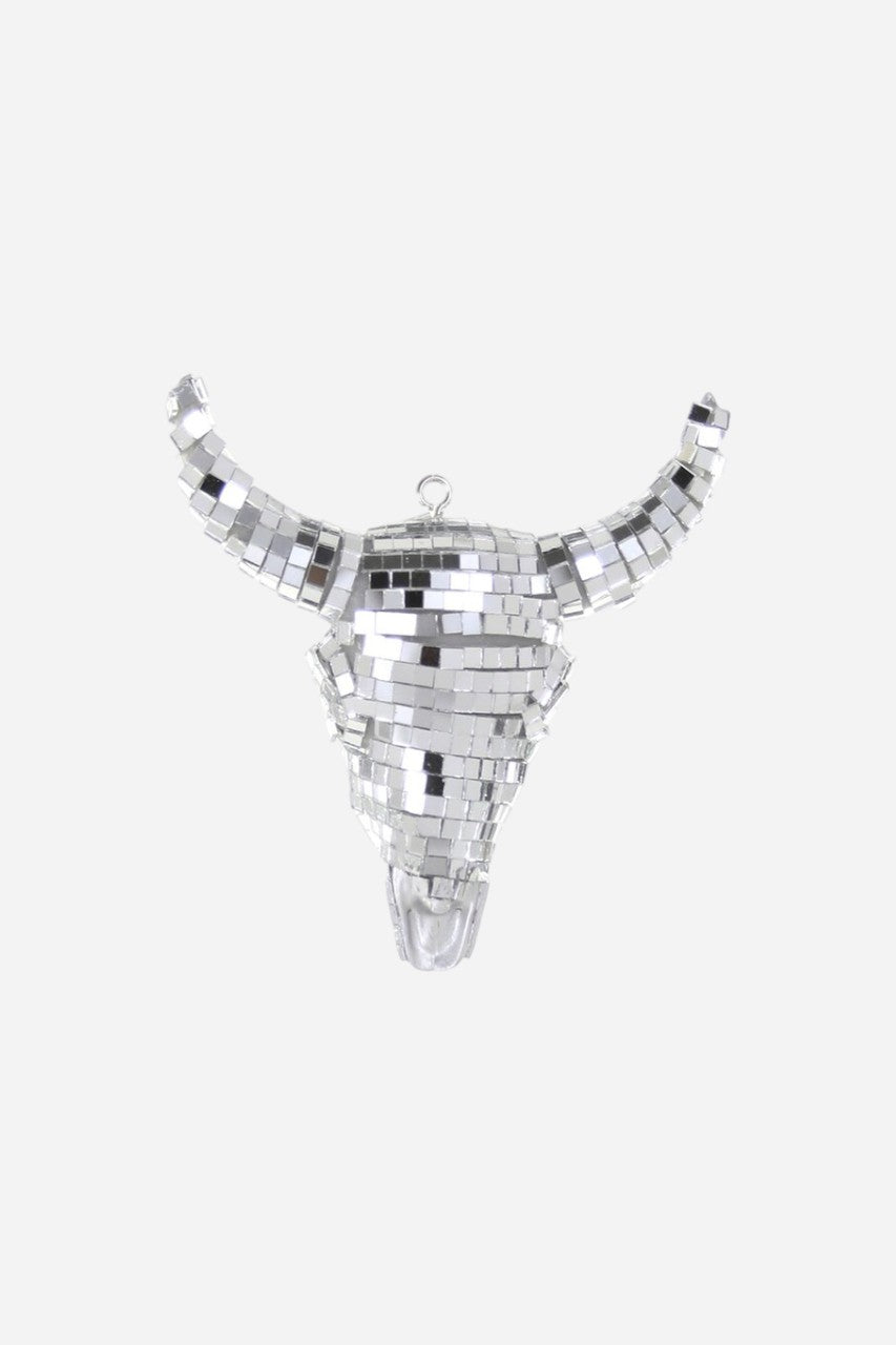 Disco Buffalo Skull Ornament – front view