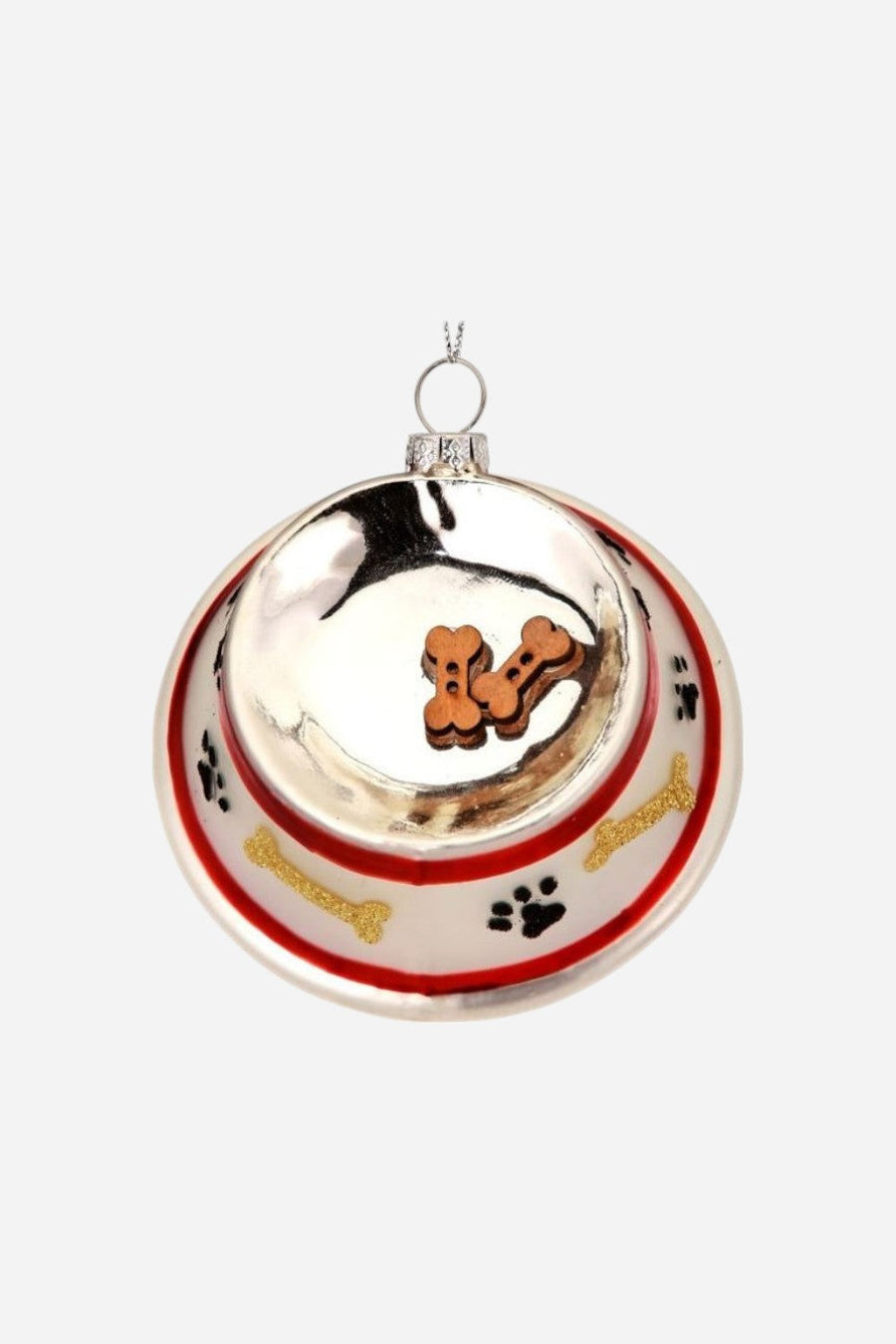 Dog Bowl Glass Ornament – front view