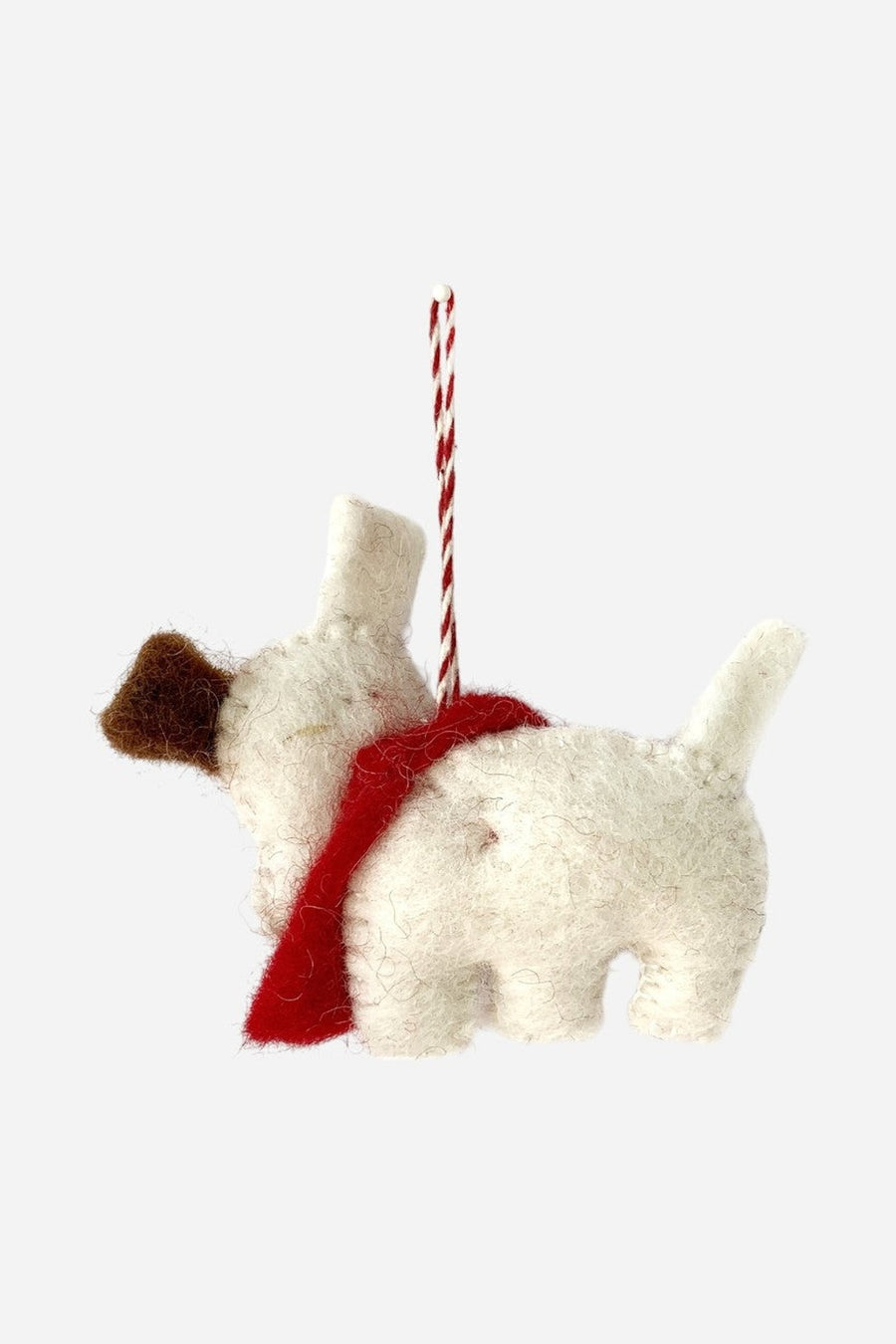 Dog Felt Wool Ornament – three-quarter view