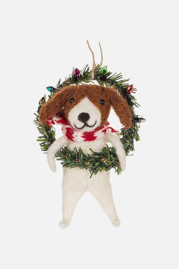 Dog In Wreath Ornament