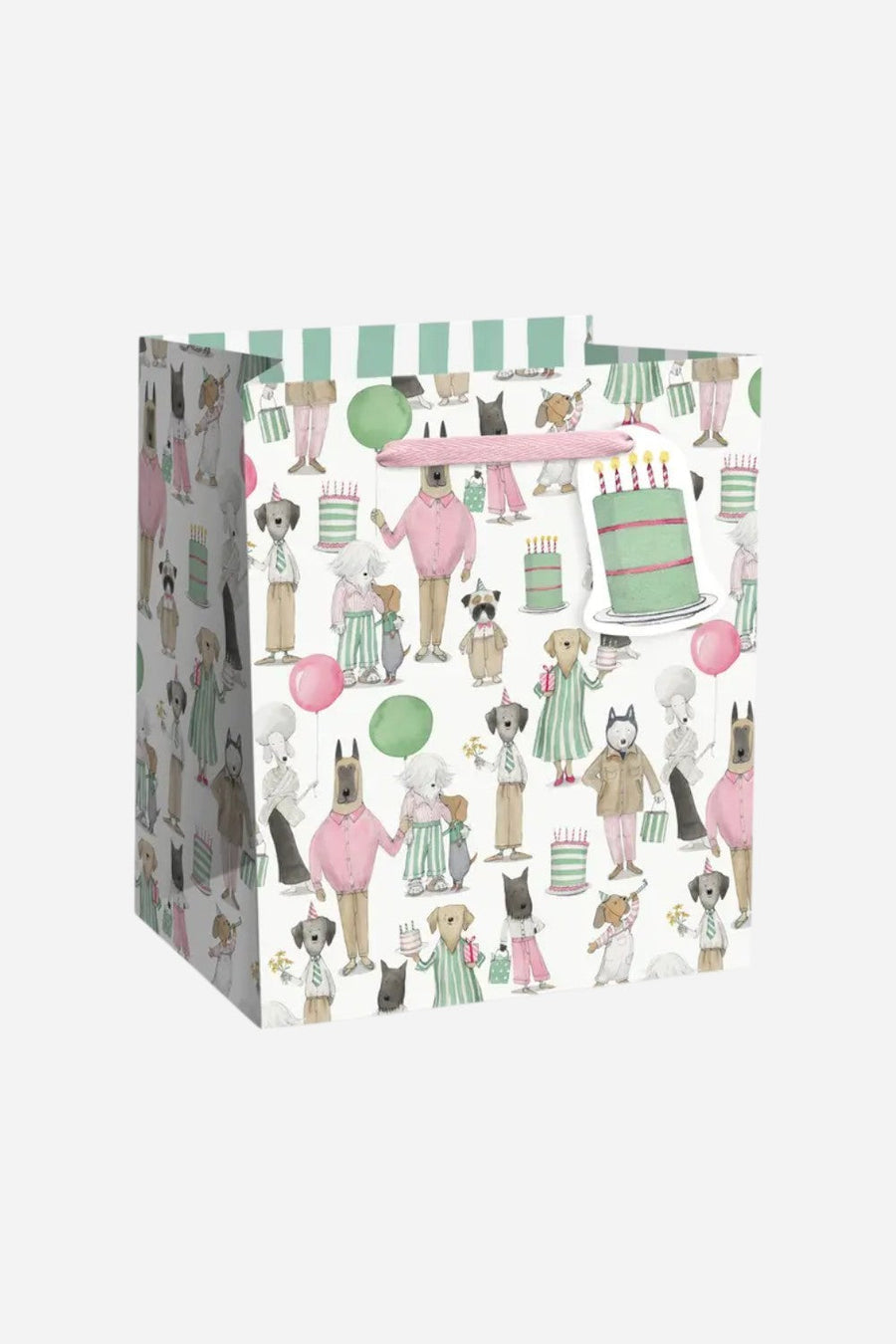 Dog Party Gift Bag – Recycled Paper Gift Bag + Tag – front view