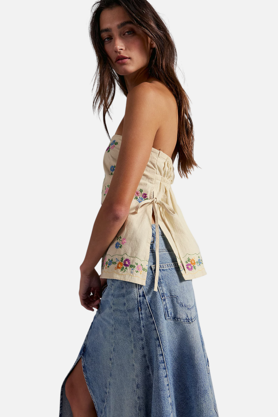 Free People Doily Days Tube Top in Cream Combo