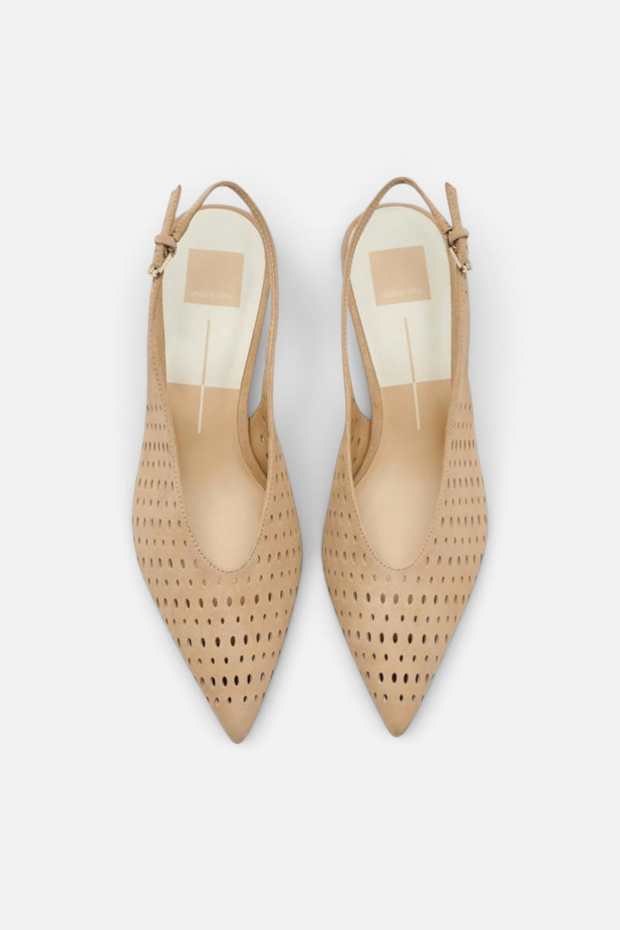 Dolce Vita Alenna Perforated Kitten Heel in Camel Suede – side view
