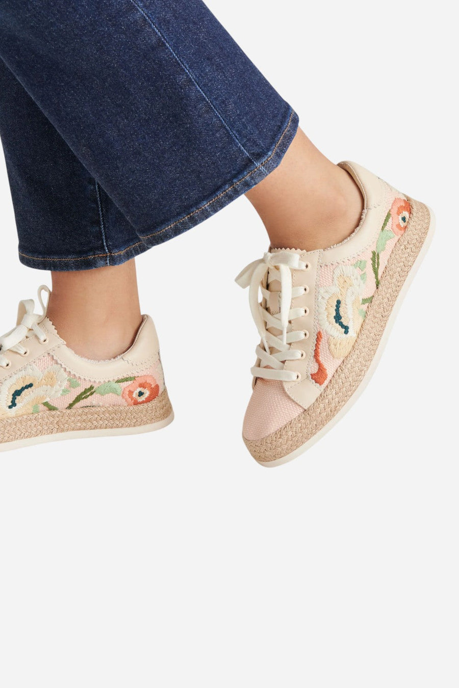 Dolce Vita Azalia Sneakers in Pink Floral Raffia – alternate