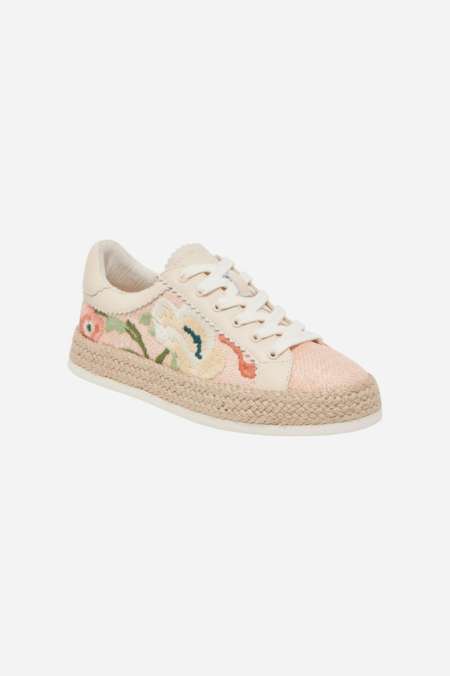 Dolce Vita Azalia Sneakers in Pink Floral Raffia – back view