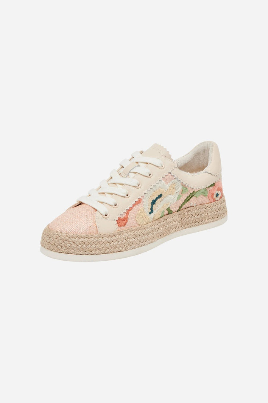 Dolce Vita Azalia Sneakers in Pink Floral Raffia – detail