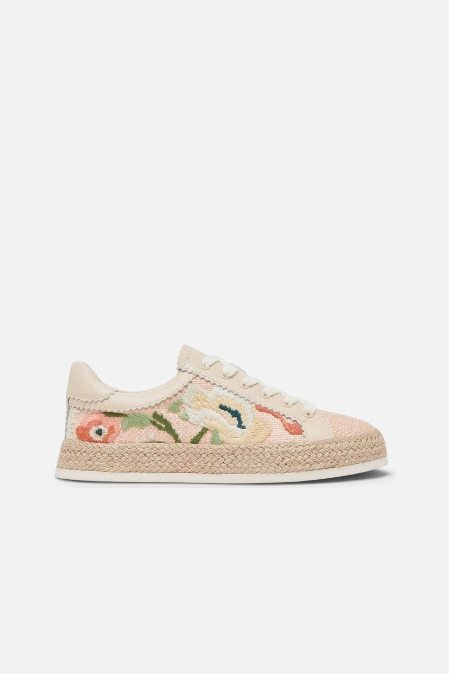 Dolce Vita Azalia Sneakers in Pink Floral Raffia – side view