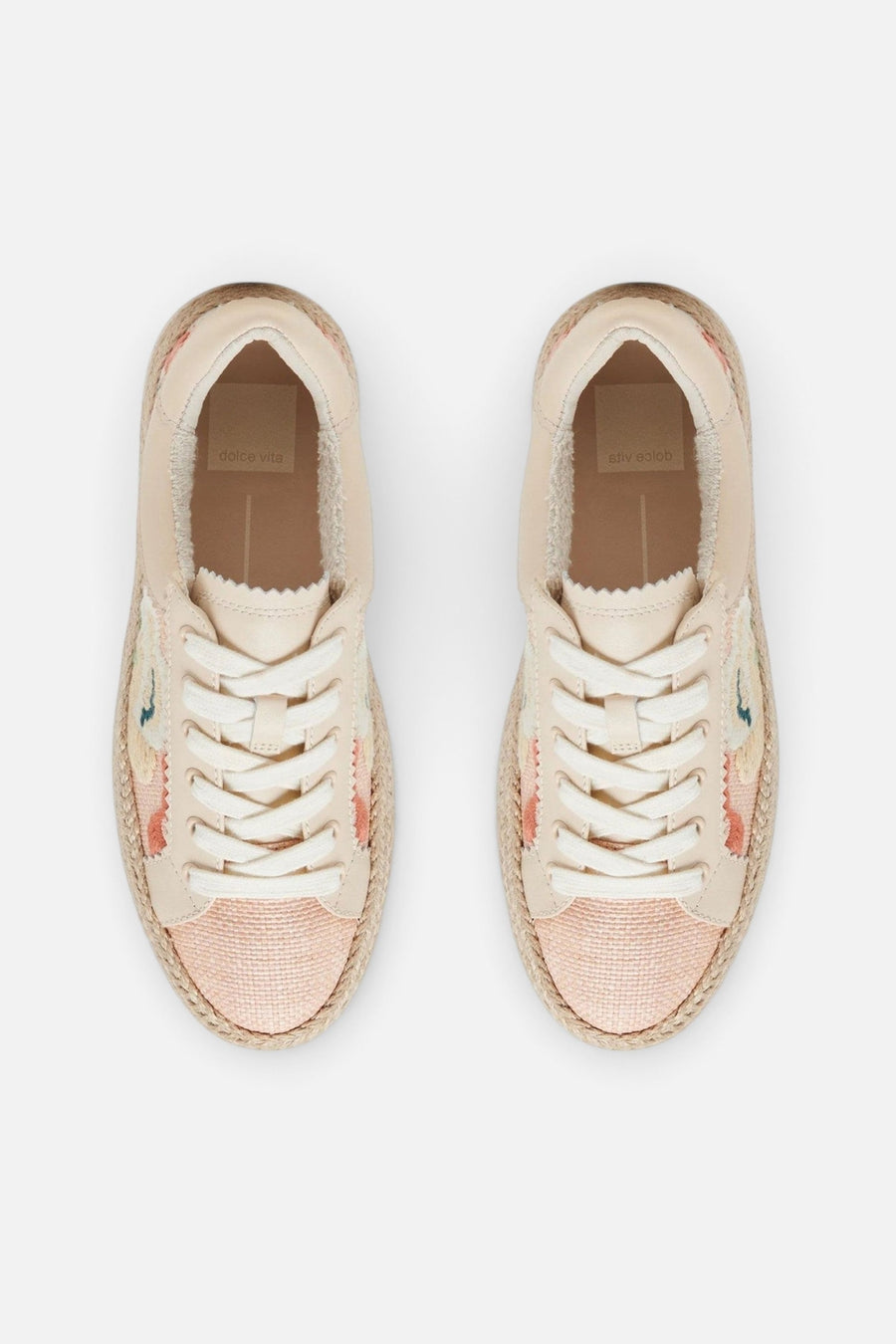 Dolce Vita Azalia Sneakers in Pink Floral Raffia – side view
