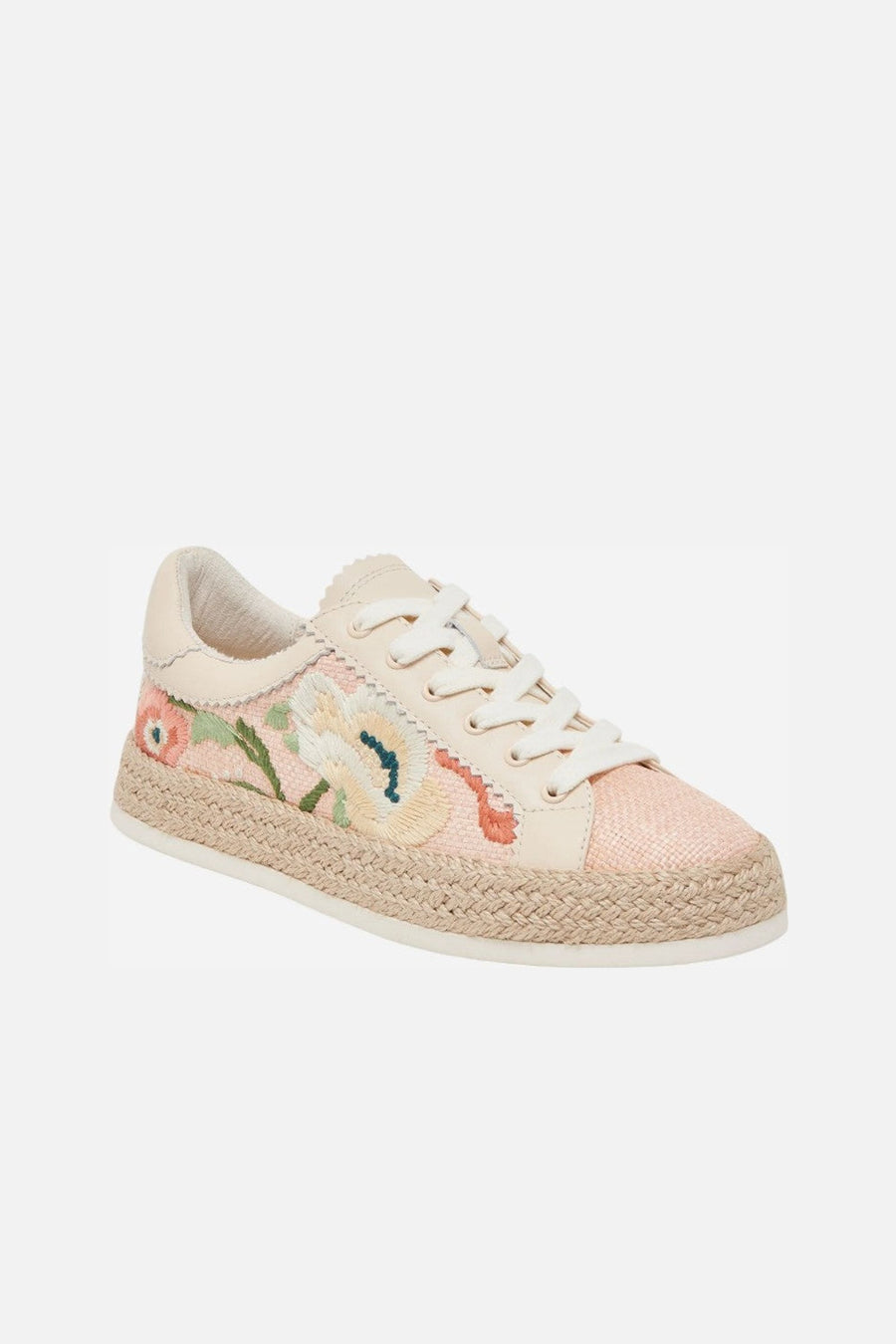 Dolce Vita Azalia Sneakers in Pink Floral Raffia – side view