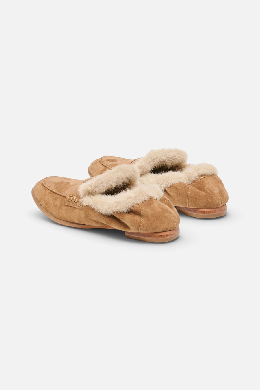 Dolce Vita Cloey Plush Loafers in Light Brown Suede – back view