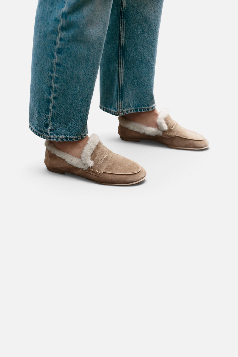 Dolce Vita Cloey Plush Loafers in Light Brown Suede – detail