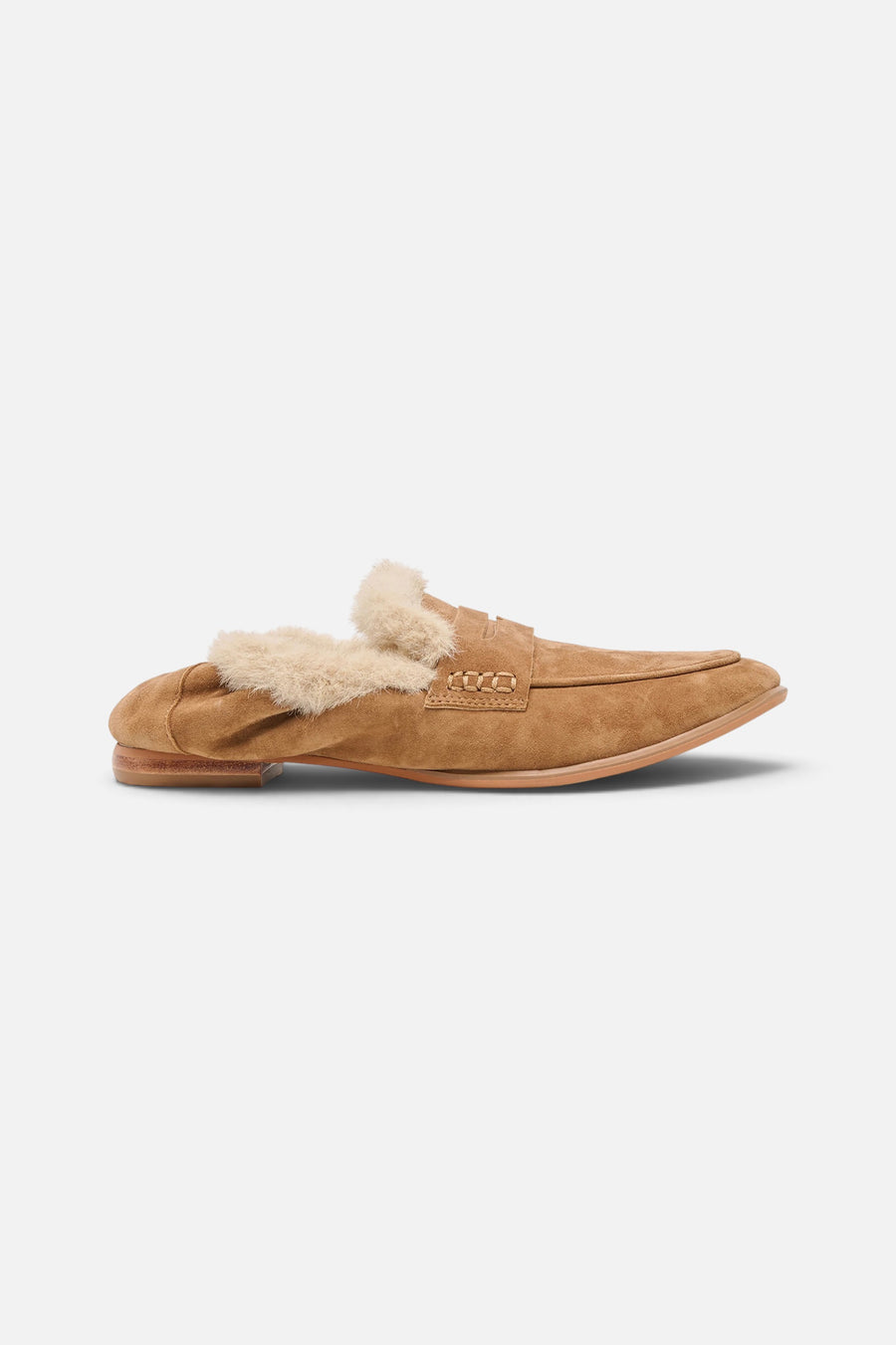 Dolce Vita Cloey Plush Loafers in Light Brown Suede – front view
