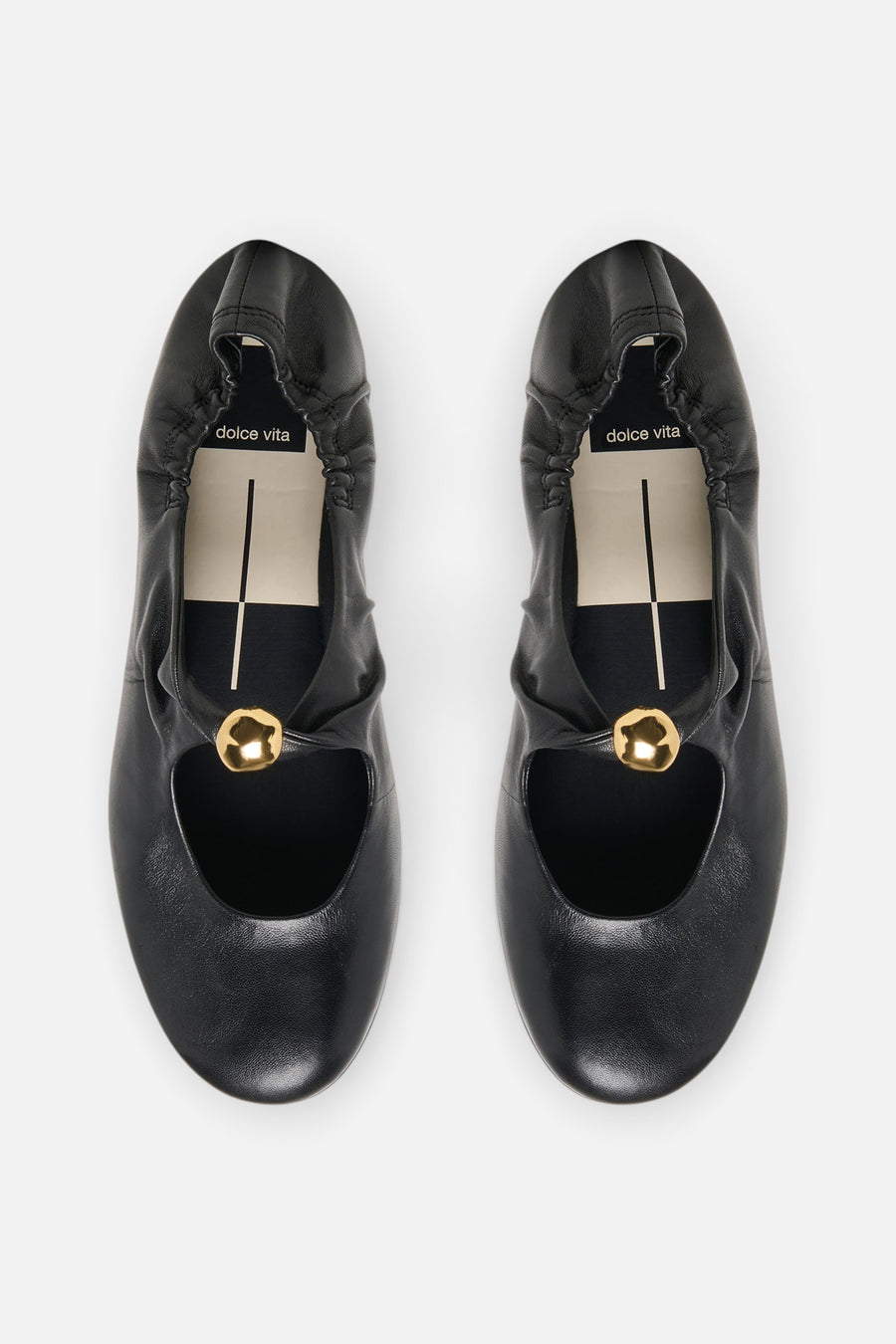 Dolce Vita Cornel Flat in Black Leather – flat lay