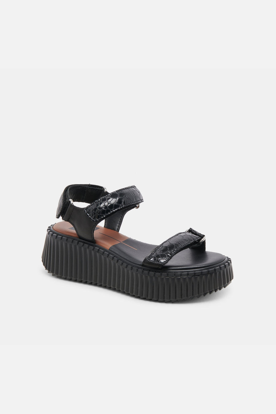 Dolce Vita Debra Sandals in Midnight Embossed Leather – back view