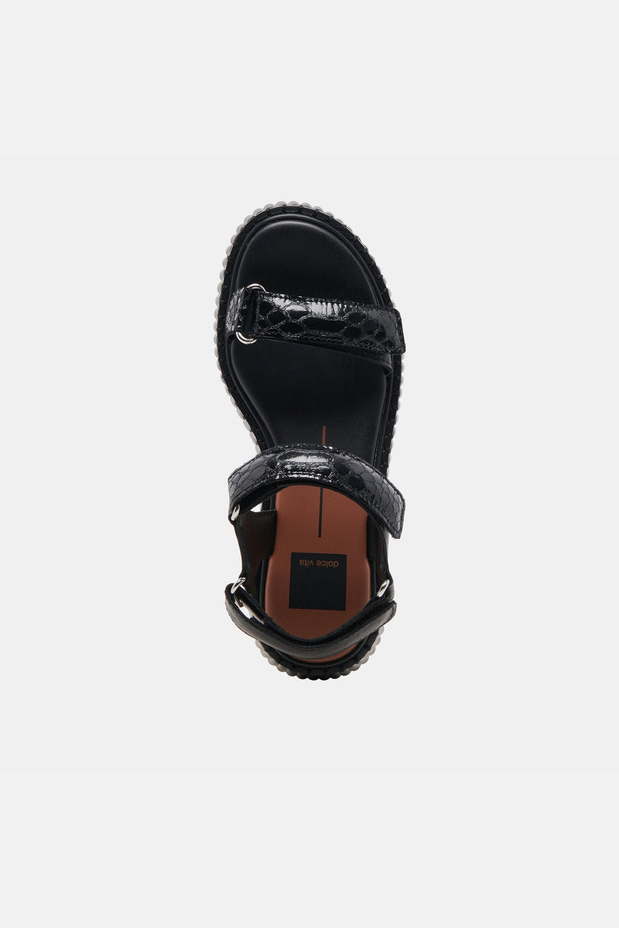 Dolce Vita Debra Sandals in Midnight Embossed Leather – detail