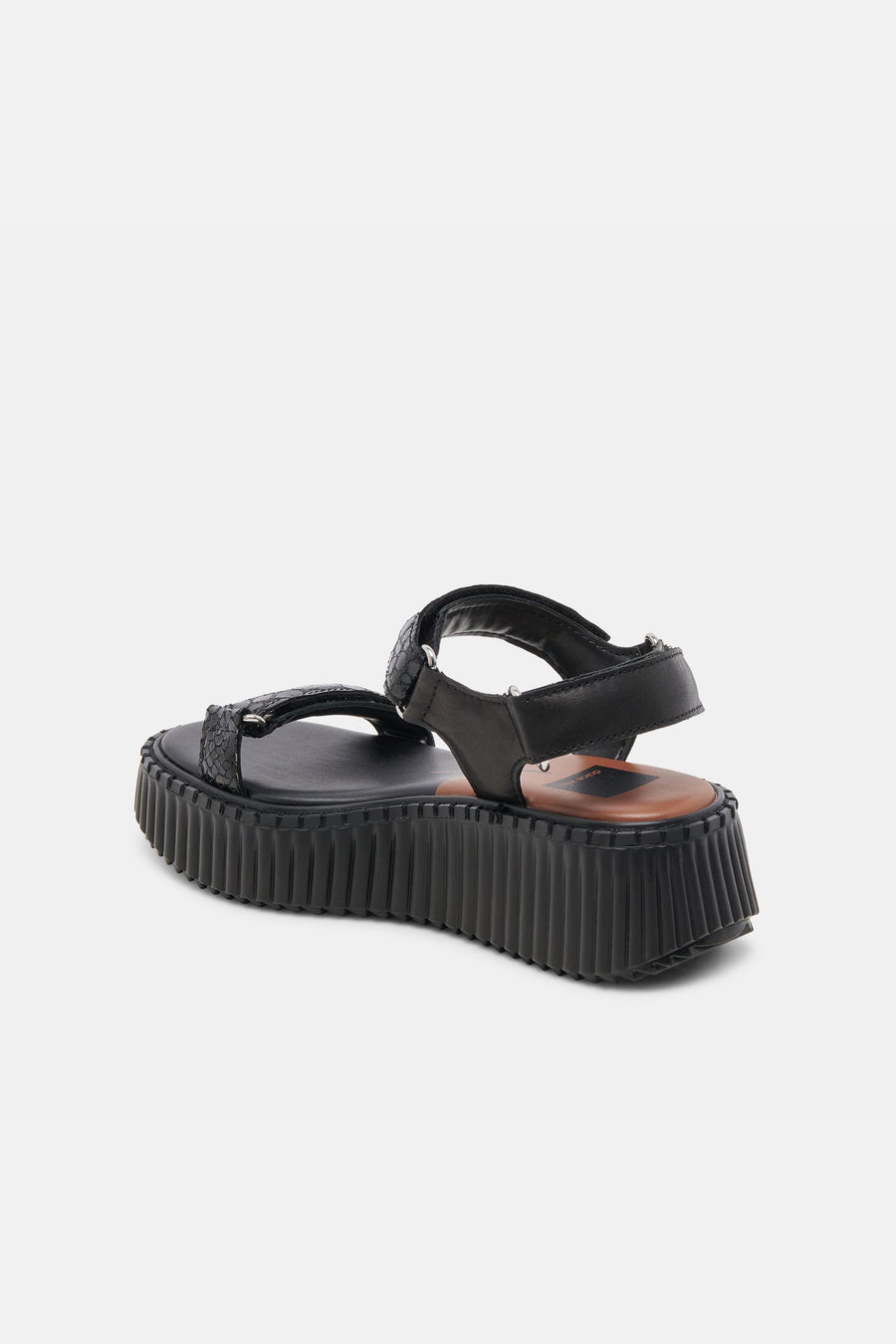 Dolce Vita Debra Sandals in Midnight Embossed Leather – side view