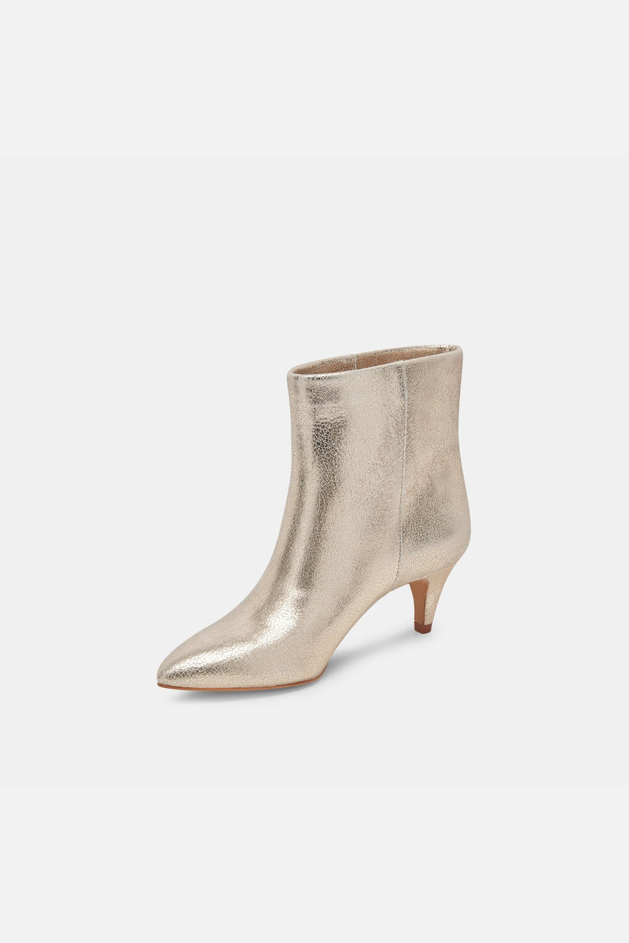 Dolce Vita Dee Booties in Platinum Distressed Leather – flat lay