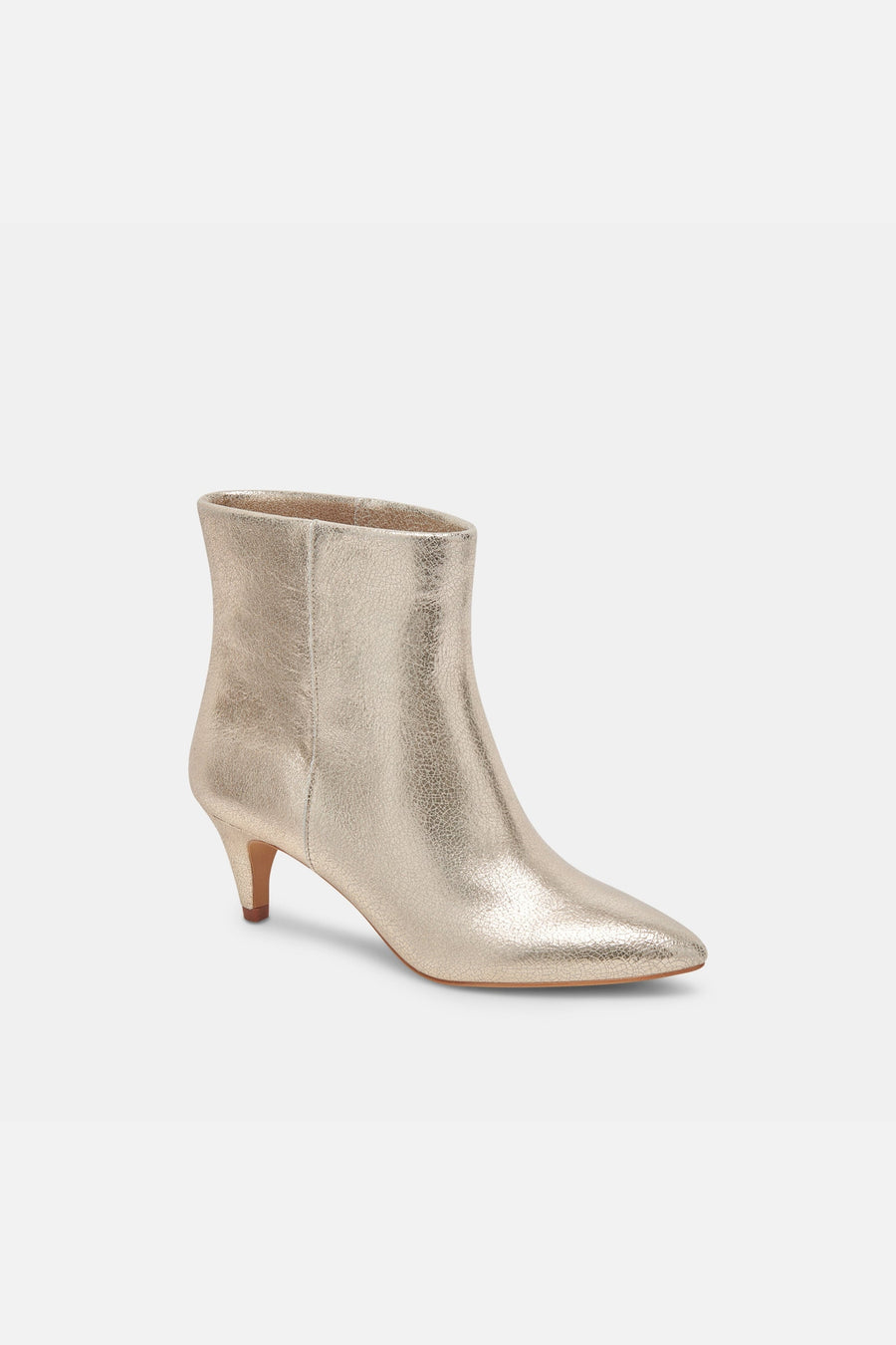 Dolce Vita Dee Booties in Platinum Distressed Leather – side view