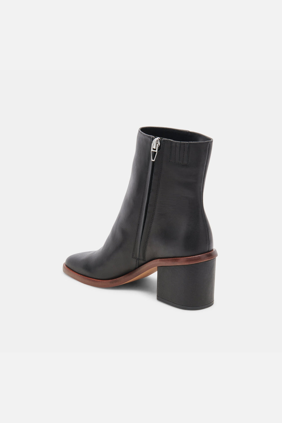 Dolce Vita Dionne Booties in Black Leather – flat lay
