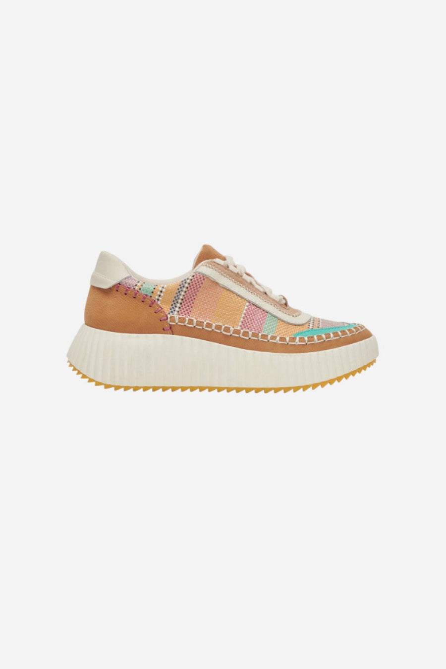 Dolce Vita Dolen Sneakers in Tan Multi Raffia – front view