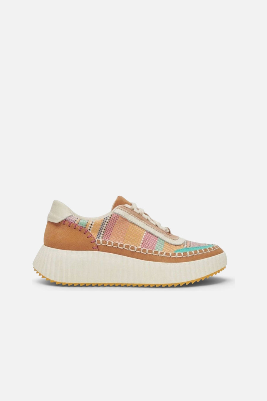 Dolce Vita Dolen Sneakers in Tan Multi Raffia – side view