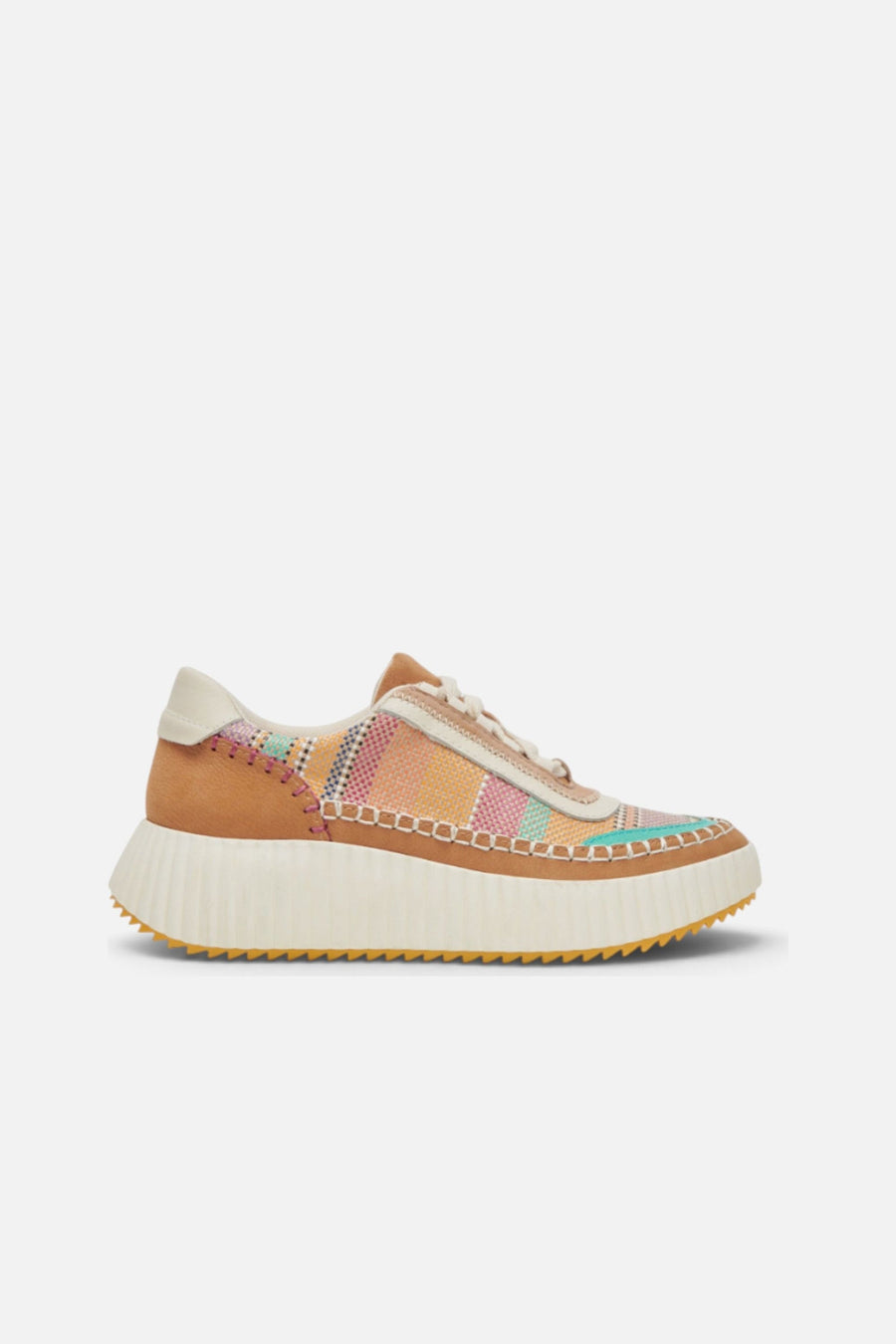 Dolce Vita Dolen Sneakers in Tan Multi Raffia – side view