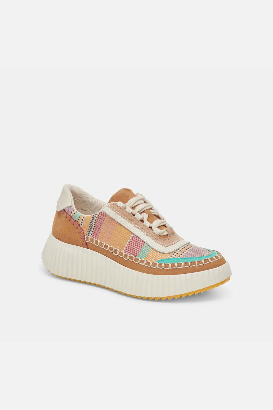 Dolce Vita Dolen Sneakers in Tan Multi Raffia – side view
