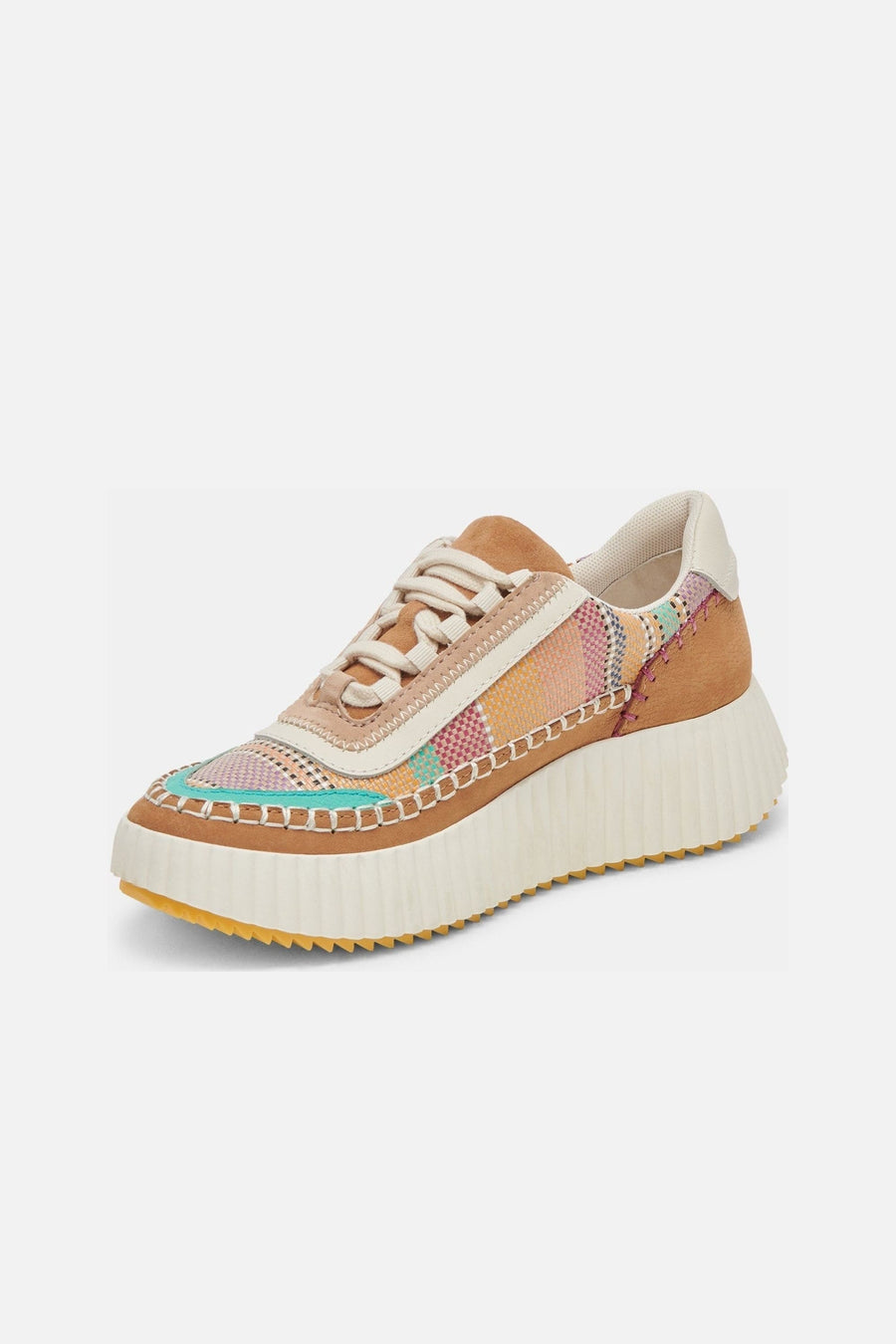 Dolce Vita Dolen Sneakers in Tan Multi Raffia – side view
