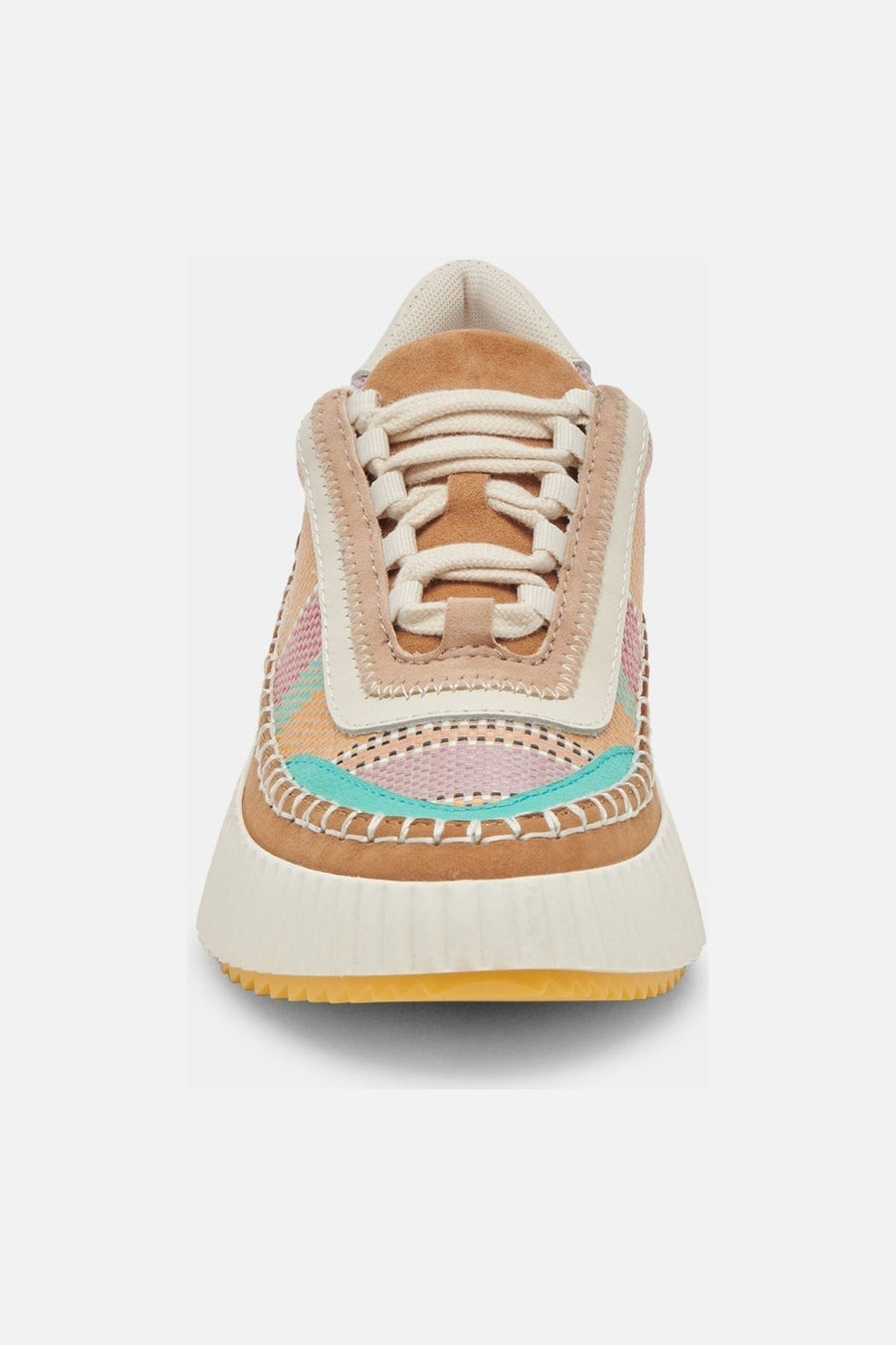 Dolce Vita Dolen Sneakers in Tan Multi Raffia – side view