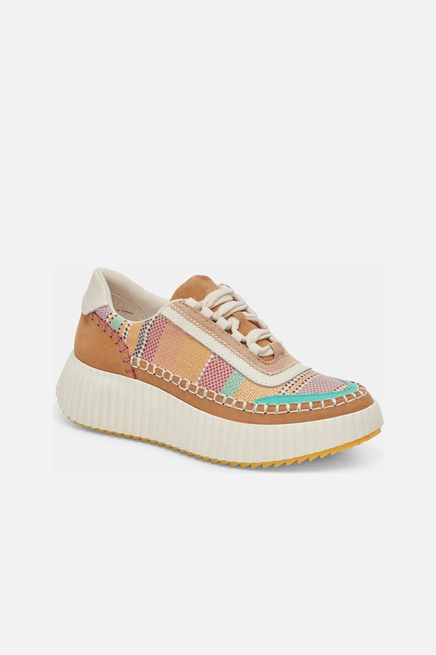 Dolce Vita Dolen Sneakers in Tan Multi Raffia – side view