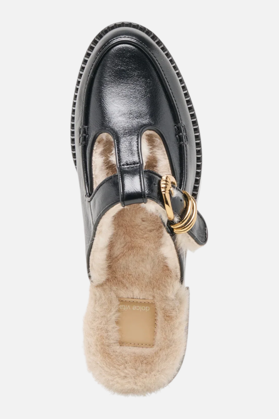 Dolce Vita Harlah Plush Mules in Black – back view