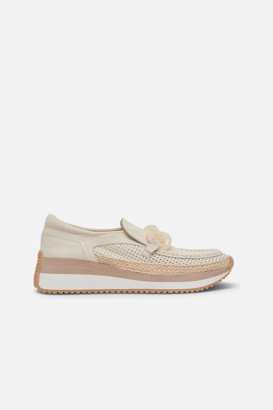 Dolce Vita Jadah Flats in Ivory Nubuck – side view